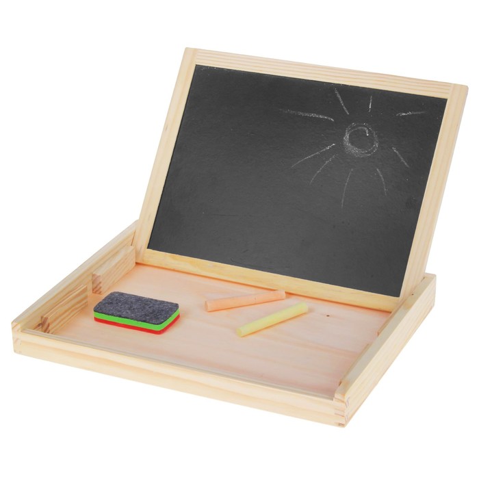 Конструктор магнитный "Цифры" в деревянной коробке + мел, маркер, губка 
