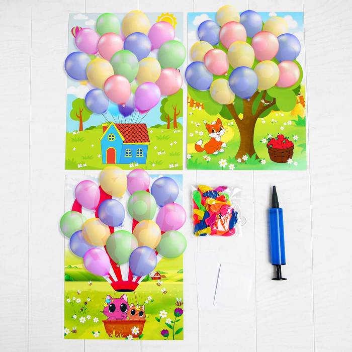 Набор для творчества Аппликации воздушными шариками «Дом, шар, дерево» 