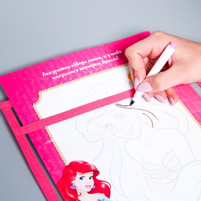 Развивающая игра «Пиши-стирай» в папке с карточками и маркером, Принцессы 