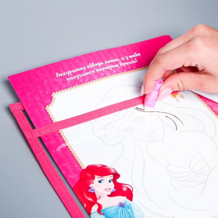 Развивающая игра «Пиши-стирай» в папке с карточками и маркером, Принцессы 