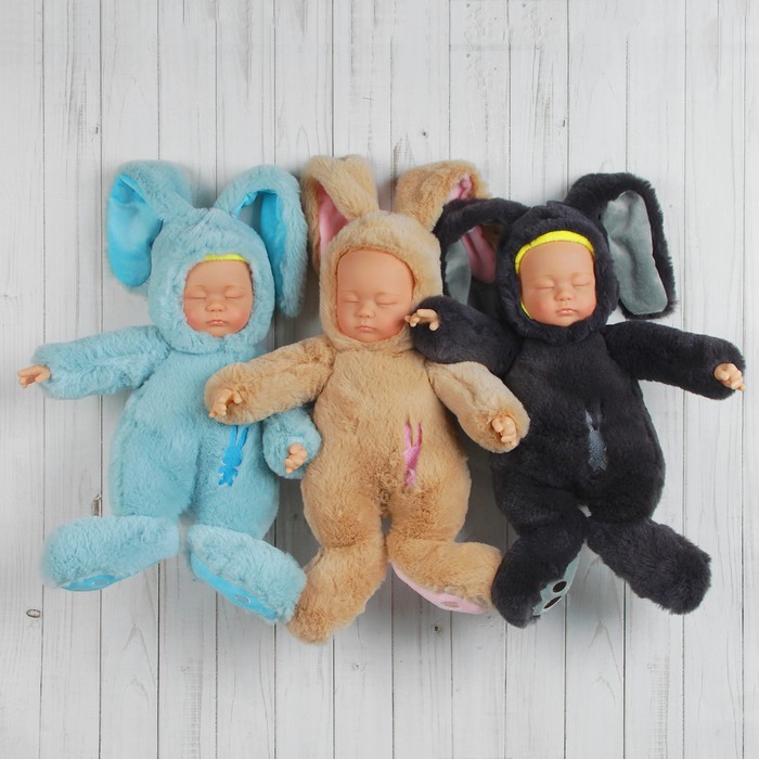 Мягкая игрушка «Кукла в пушистом костюмчике зайца», закрытые глаза, цвета МИКС 
