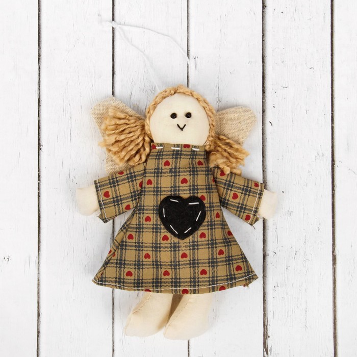 Кукла интерьерная «Ангелочек», с хвостиками, сердце на платье, цвета МИКС 