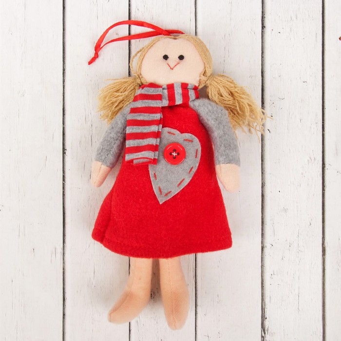 Кукла интерьерная «Оксана», сердце с пуговкой на платье, цвета МИКС 