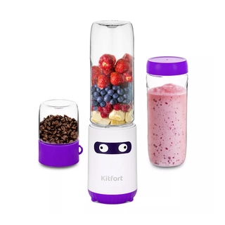 Стационарный блендер Kitfort Shake & Take KT-3033-1 "2 в 1" бело-фиолетовый 