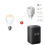 Комплект Умная лампочка Яндекс YNDX-00554 YNDX-00554 + Умная колонка Яндекс Станция 3 с Zigbee Black (YNDX-00060) + Умная розетка Яндекс Matter (YNDX-00540WHT) 
