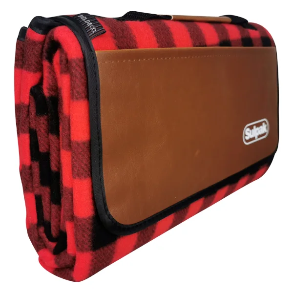 Плед двусторонний в клетку красный