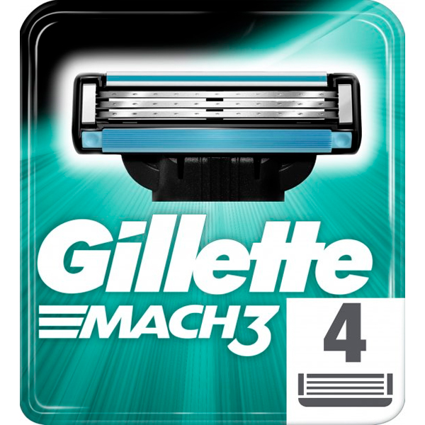Gillette қырынуға арналған ауыстырылатын кассеталары Mach3 4 дана