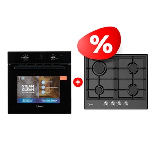 Комплект Газовая варочная поверхность Midea MG606B + Встраиваемая духовка Midea MO67000GB 