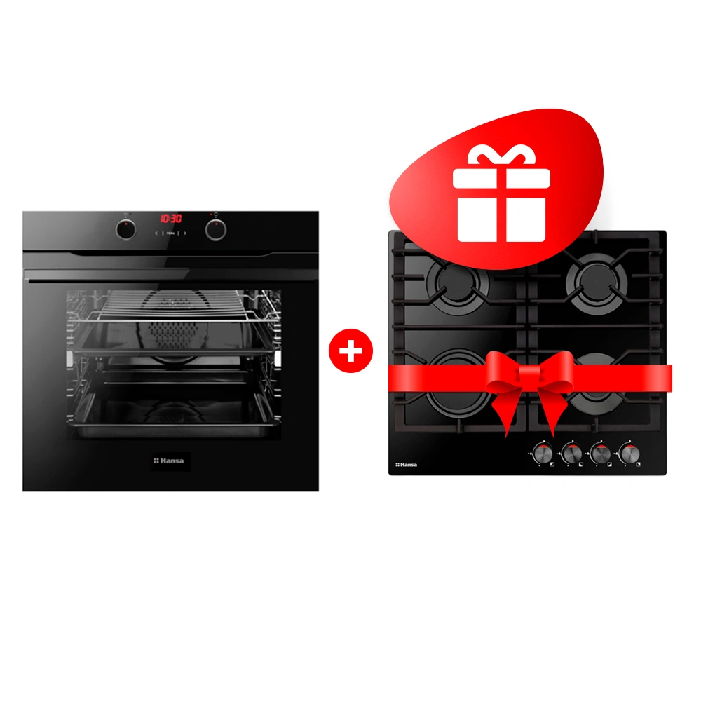 Комплект Газовая варочная поверхность Hansa BHKS610301 + Встраиваемый духовой шкаф Hansa BOES684603 
