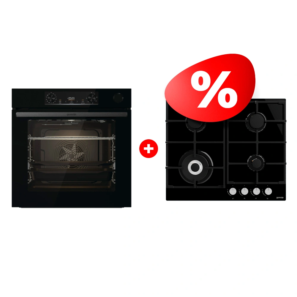 Комплект Газовая варочная панель Gorenje GTW641AKB + Встраиваемый духовой шкаф Gorenje BSA6737E15BG 