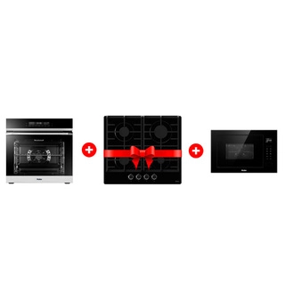 Комплект Газовая варочная поверхность Haier HHX-G64CNB + Встраиваемая микроволновая печь Haier HMX-BTG259B + Встраиваемый духовой шкаф Haier HOQ-F5AABX 