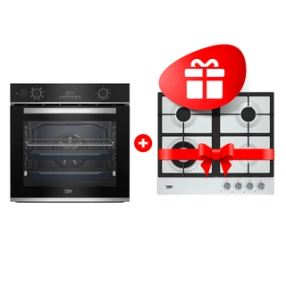 Комплект Газовая варочная поверхность Beko HIAW 64225 SW + Встраиваемый духовой шкаф Beko BBIS13300XMSE 