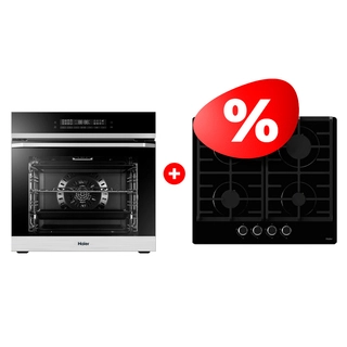 Жиынтық Haier газ пісіру беті HHX-G64CNB + Haier кіріктірілетін тұмша шкафы HOQ-F5AABX 