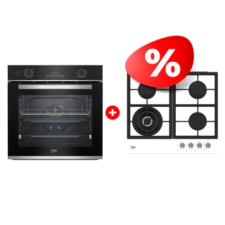 Жиынтық Газовая варочная поверхность Beko HILW 64225 SW + Встраиваемый духовой шкаф Beko BBIS13300XMSE 