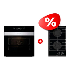 Комплект Газовая варочная поверхность Gorenje GC321B + Встраиваемый духовой шкаф Gorenje BSA6737ORAB 