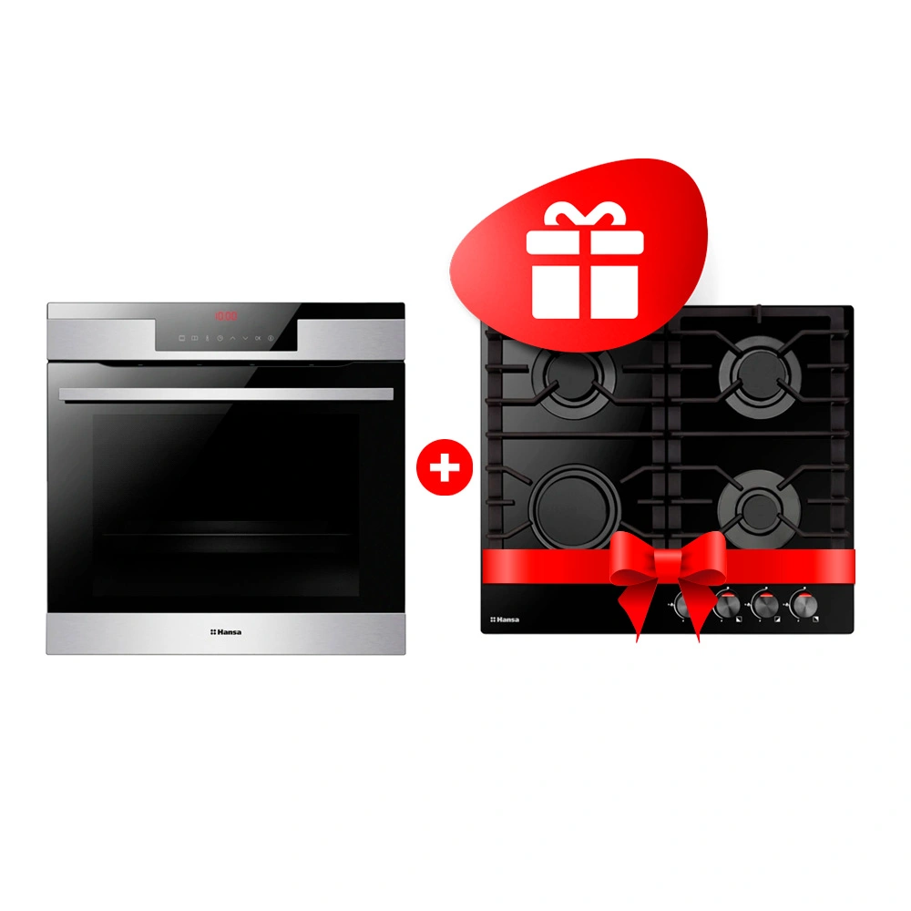 Комплект Газовая варочная поверхность Hansa BHKS610301 + Встраиваемый духовой шкаф Hansa BOEI697688 