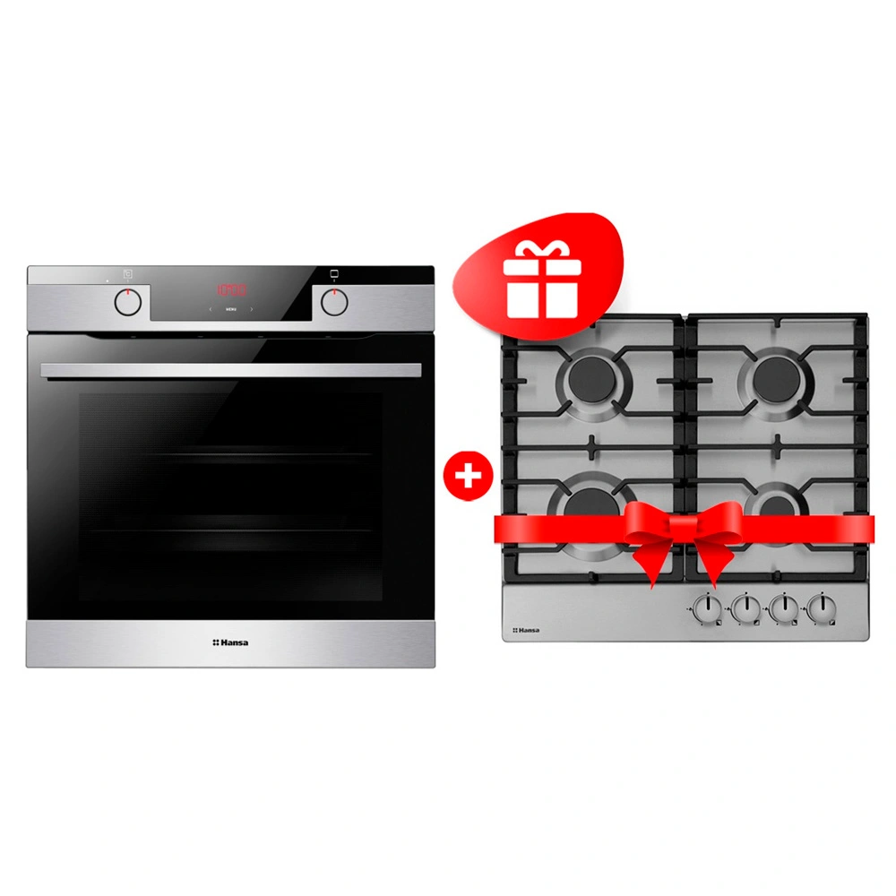 Комплект Газовая варочная поверхность Hansa BHGI630301 + Встраиваемый духовой шкаф Hansa BOEIS694655 
