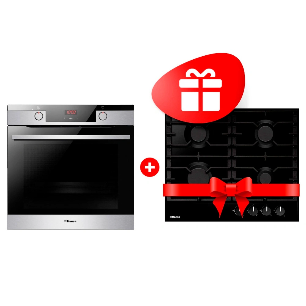 Комплект Газовая варочная поверхность Hansa BHGS630301 + Встраиваемый духовой шкаф Hansa BOEI684633 