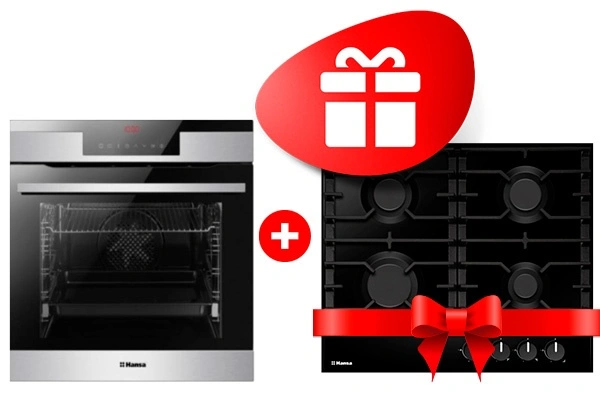 Жиынтық Hansa газ пісіру беті BHGS630301 + HANSA кіріктірілетін электр пеші BOEI697622 