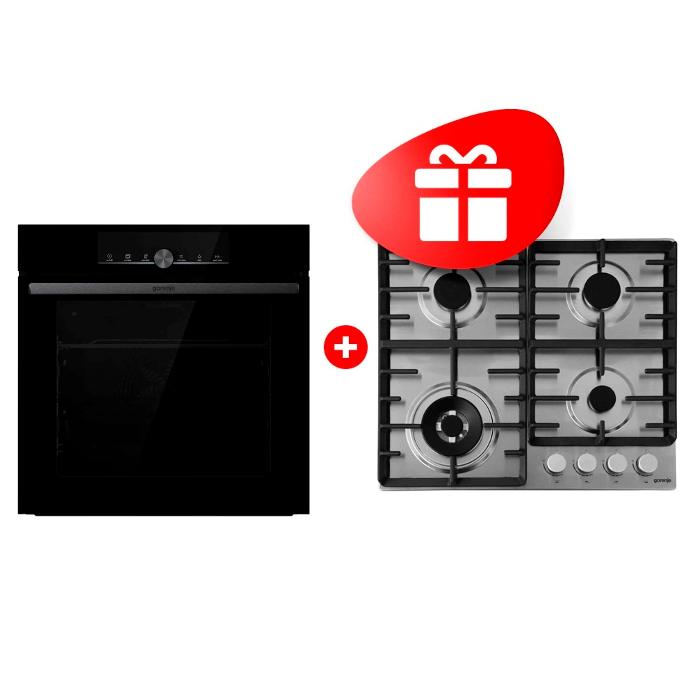 Комплект Газовая варочная поверхность Gorenje GW642ABX + Встраиваемый духовой шкаф Gorenje BOS6747A01BG 