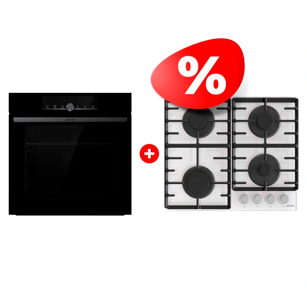 Комплект Газовая варочная поверхность Gorenje GT642AXW + Встраиваемый духовой шкаф Gorenje BOS6747A01BG 