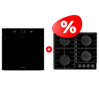 Комплект Газовая варочная поверхность Gorenje GT642AB + Встраиваемый духовой шкаф Gorenje BOS6737SYB 