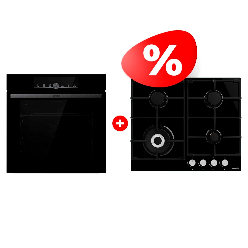 Комплект Газовая варочная панель Gorenje GTW641AKB + Встраиваемый духовой шкаф Gorenje BOS6747A01BG 
