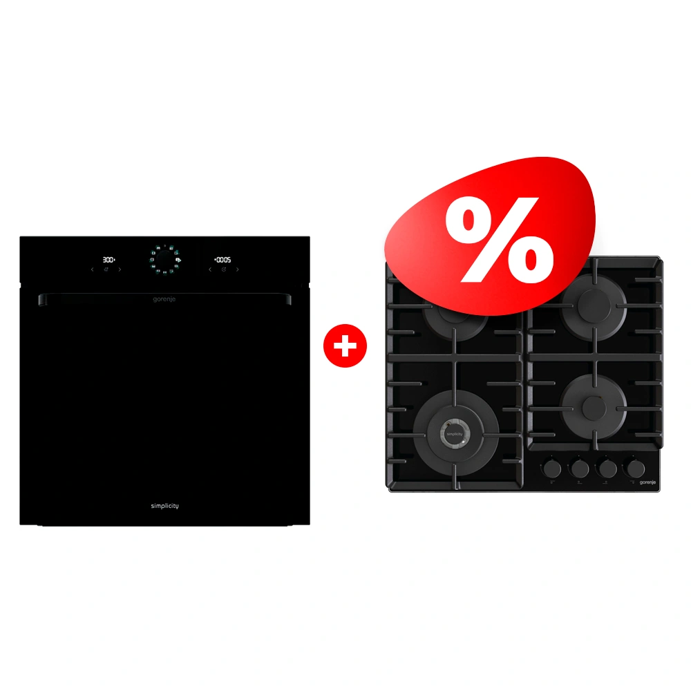 Комплект Газовая варочная поверхность Gorenje GTW642SYB + Встраиваемый духовой шкаф Gorenje BOS6737SYB 