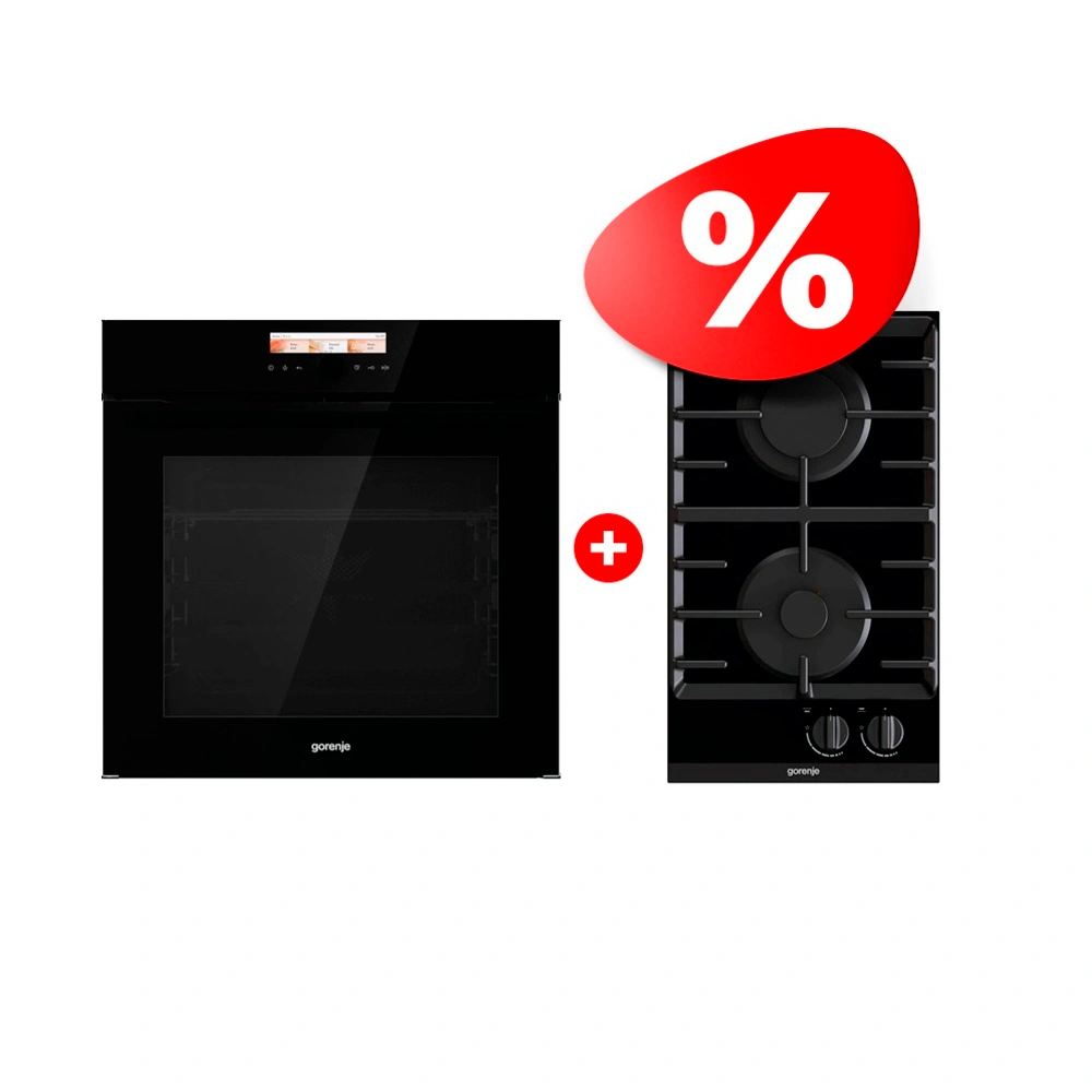 Комплект Газовая варочная поверхность Gorenje GC321B + Встраиваемый духовой шкаф Gorenje BOP798S37BG 