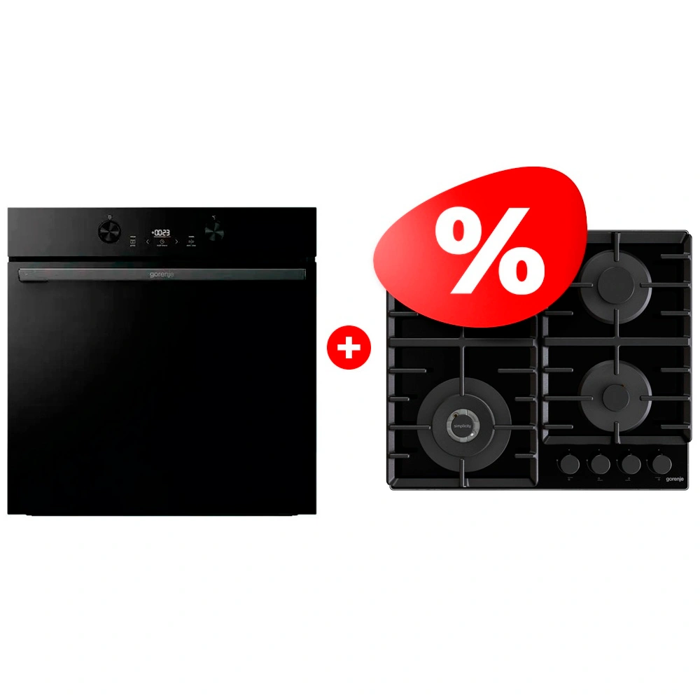 Комплект Газовая варочная поверхность Gorenje GTW642SYB + Встраиваемый духовой шкаф Gorenje BOS6737E05DBG 