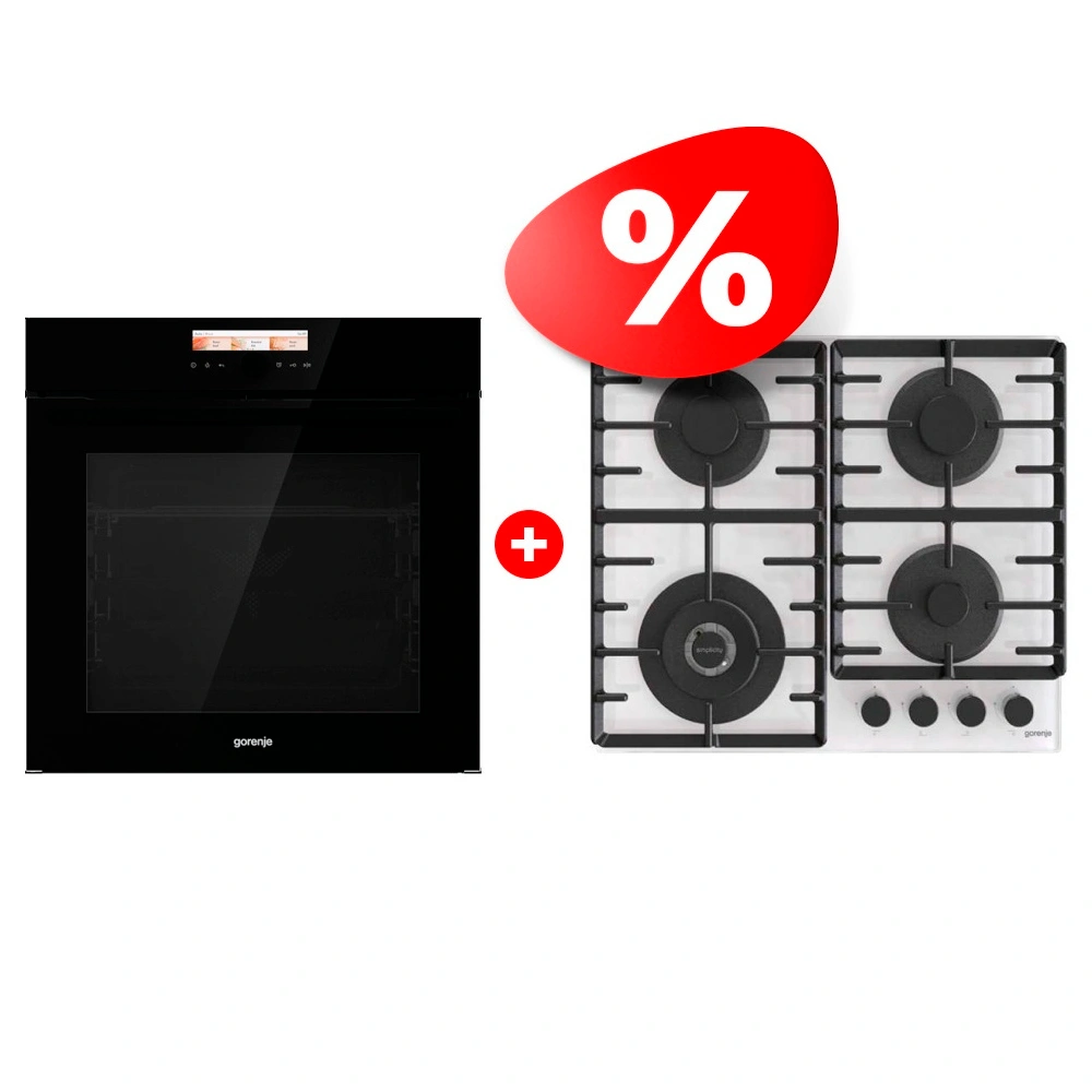 Жиынтық Gorenje газды пісіру беті GTW642SYW + Встраиваемый духовой шкаф Gorenje BOP798S37BG 