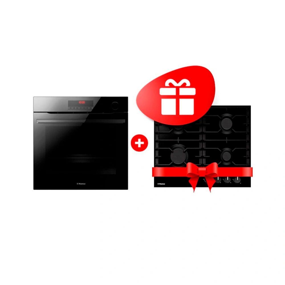 Комплект Газовая варочная поверхность Hansa BHGS630301 + Встраиваемый духовой шкаф Hansa BOEB698699 