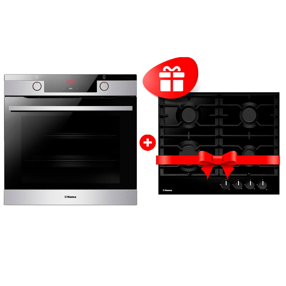 Комплект Газовая варочная поверхность Hansa BHGS630301 + Встраиваемый духовой шкаф Hansa BOEIS694655 