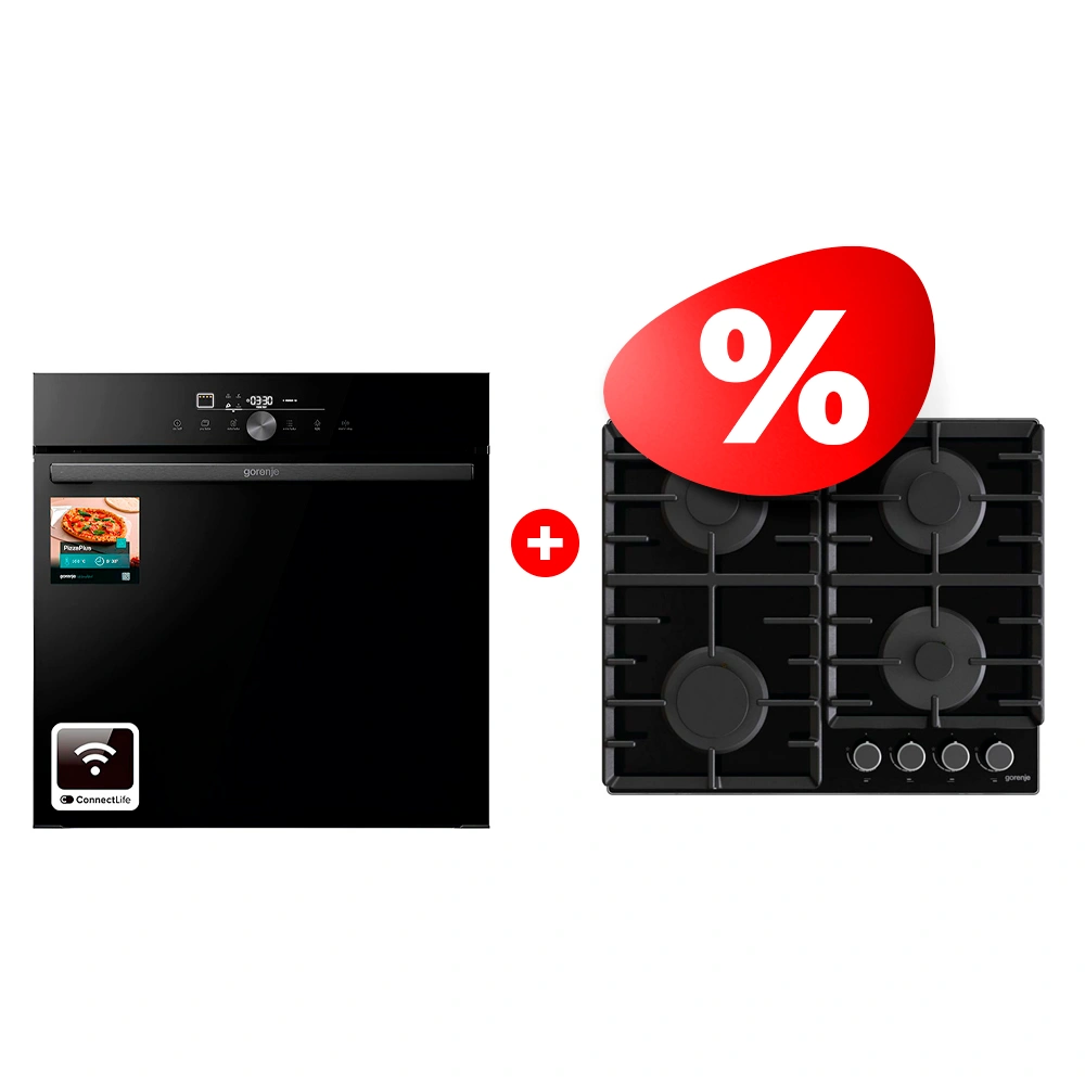 Жиынтық Газовая варочная поверхность Gorenje GT642AB + Gorenje кіріктірілетін электр пеші GO66E PIZZA350C 