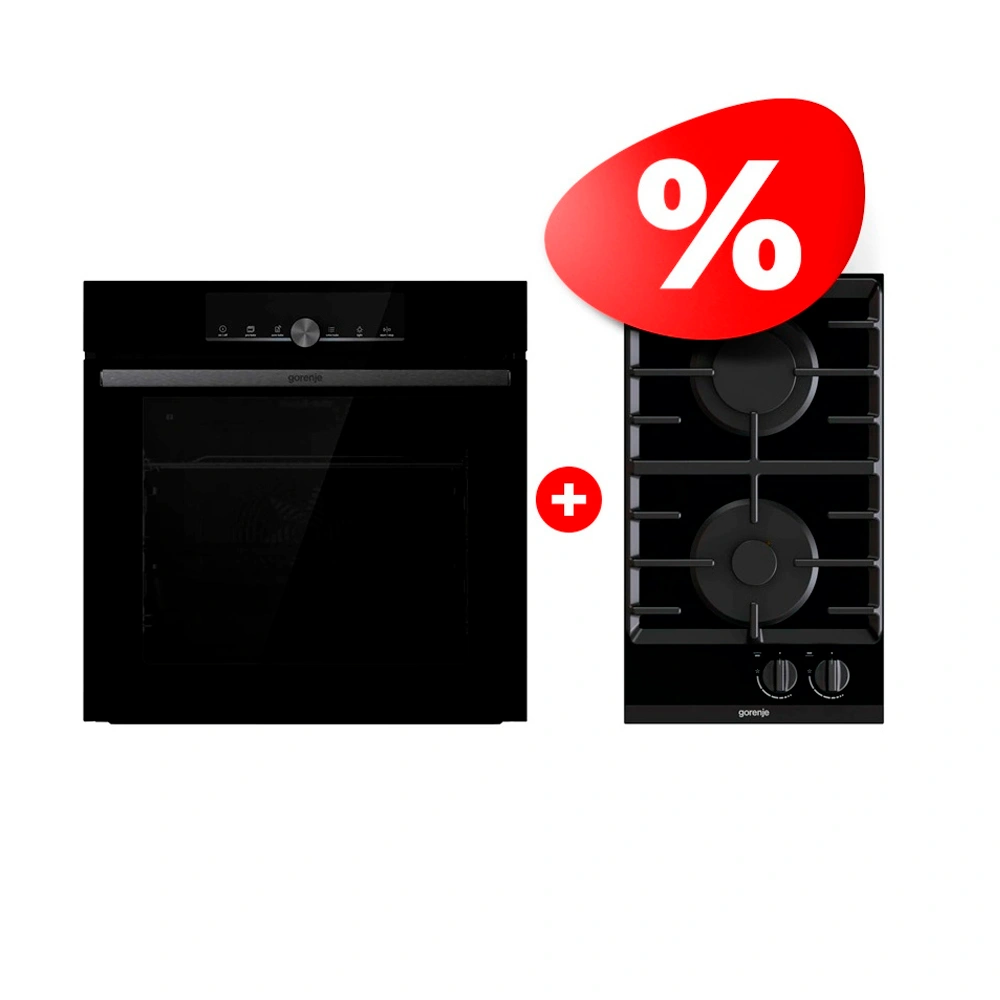 Комплект Газовая варочная поверхность Gorenje GC321B + Встраиваемый духовой шкаф Gorenje BOS6747A01BG 