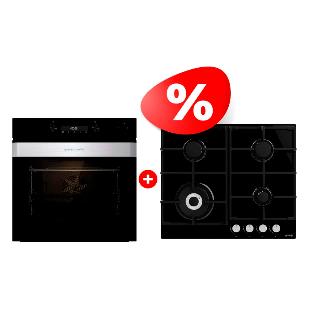Комплект Газовая варочная панель Gorenje GTW641AKB + Встраиваемый духовой шкаф Gorenje BSA6737ORAB 