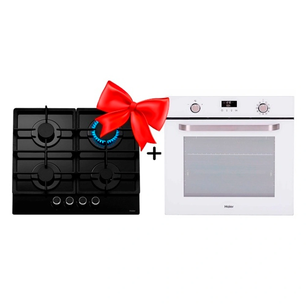 Жиынтық Haier газ пісіру беті HHX-G64CNB + Haier кіріктірілген тұмшапеш HOX-P11HGW 