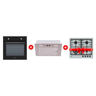 Жиынтық Haier газ пісіру беті HHX-M64CWFX + Haier ауа сорғышы HVX-BI662X + Haier кіріктірілген тұмшапеш HOX-P06HGB 