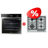 Комплект Газовая варочная поверхность Haier HHX-M64CWFX + Встраиваемый духовой шкаф Haier HOD-PM08VGBX 