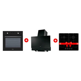 Жиынтық Haier газ пісіру беті HHX-G64CNB + Haier ауа сорғышы HVX-W672GB + Haier кіріктірілген тұмшапеш HOX-P06HGB 