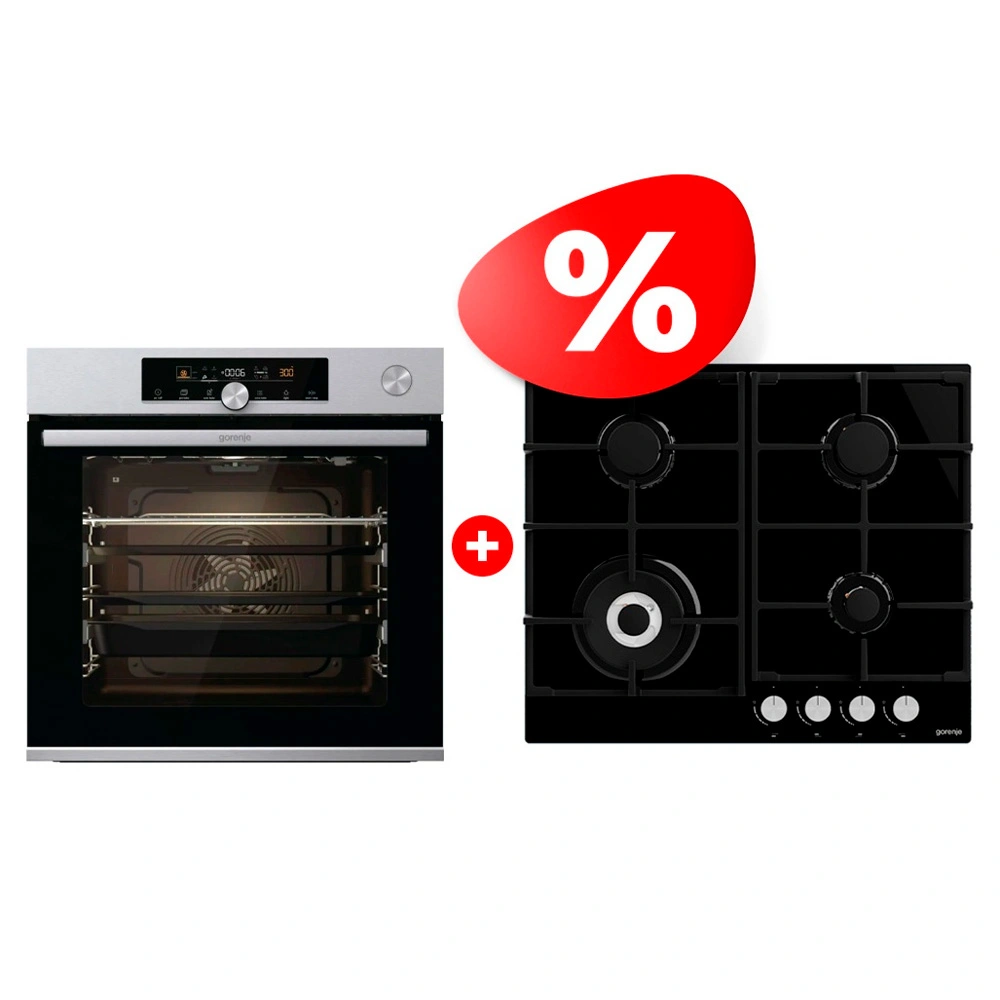 Жиынтық Газовая варочная панель Gorenje GTW641AKB + Gorenje кіріктірілетін электр пеші BSA6747A04X 