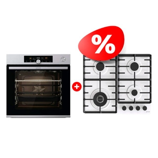 Комплект Газовая варочная поверхность Gorenje GW642SYW + Встраиваемый духовой шкаф Gorenje BSA6747A04X 