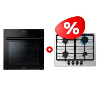 Комплект Газовая варочная поверхность Haier HHX-M64CNX + Встраиваемый духовой шкаф Haier HOQ-F3AAN3GB 