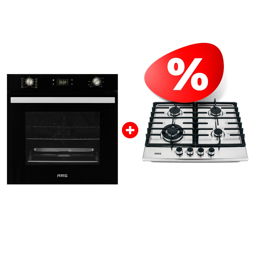 Комплект Встраиваемая варочная панель Газ ARG JK4-S6019 + Встраиваемый духовой шкаф ARG MFA 627 Black 