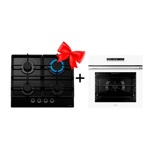 Комплект Газовая варочная поверхность Haier HHX-G64CNB + Встраиваемый духовой шкаф Haier HOQ-P16AN5GW 