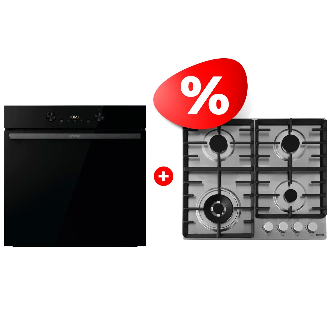 Жиынтық Gorenje газды пісіру беті GW642ABX + Духовой шкаф Gorenje BOS6737E20FBG 