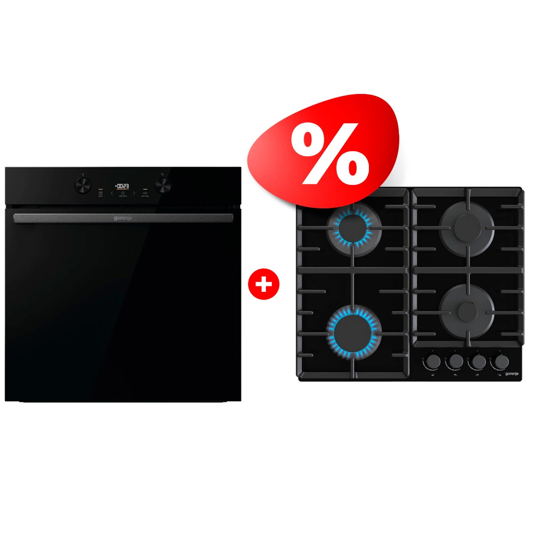 Комплект Газовая варочная поверхность Gorenje + Духовой шкаф Gorenje GT642AB + BOS6737E20FBG