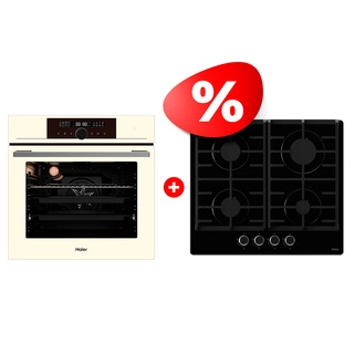 Жиынтық Haier газ пісіру беті HHX-G64CNB + Встраиваемый духовой шкаф Haier HOX-FP5RACG 