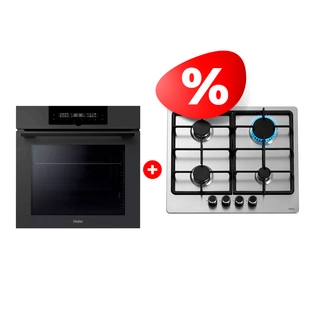Жиынтық Haier газ пісіру беті HHX-M64CNX + Встраиваемый духовой шкаф Haier HOQ-F6QAN3DG 