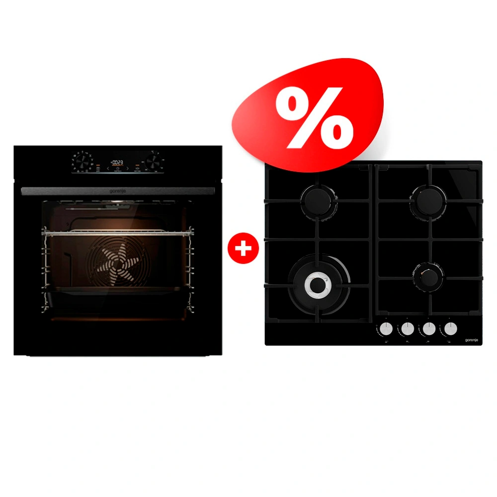 Комплект Газовая варочная панель Gorenje GTW641AKB + Встраиваемый духовой шкаф Gorenje BO6737E02BG 